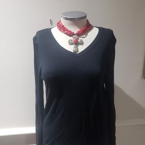 V neck black long sleeve Eddie Bauer M